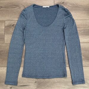 Michael Stars Long Sleeve Blue Shimmer Top One Size